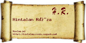 Hintalan Róza névjegykártya